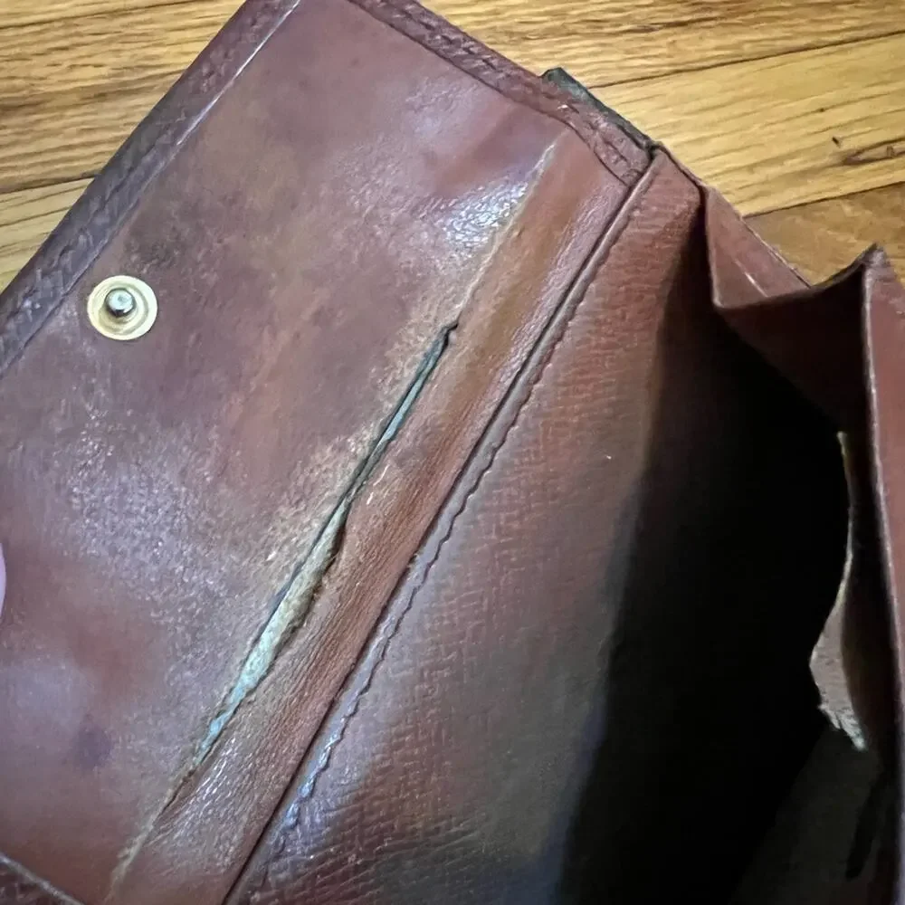 Louis Vuitton vintage canvas leather print unisex wallet brown house web - Picture 6 of 9